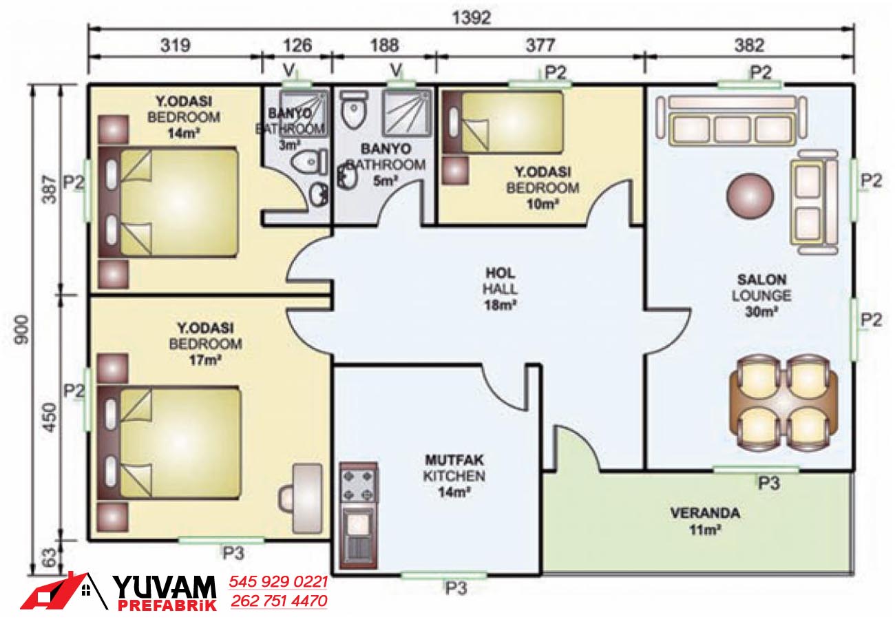 tek katli 119 m2 prefabrik ev yuvam prefabrik ltd sti