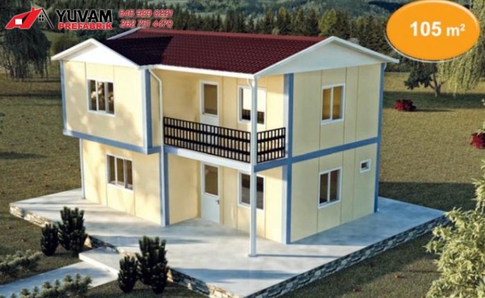 105m2 2+1 iki katlı prefabrik ev