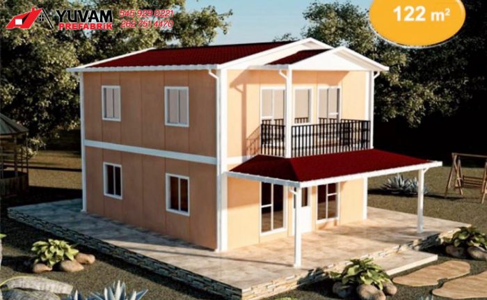 122m2 4+1 iki katlı prefabrik ev