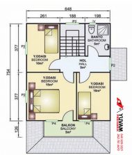 122m2 4+1 iki katlı prefabrik ev yerleşim planı üst kat