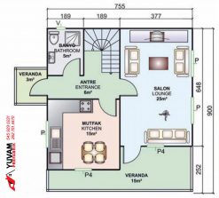 131m2 3+1 iki katlı prefabrik ev yerleşim planı alt kat