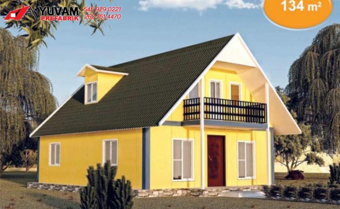 134m2 3+1 iki katlı prefabrik ev