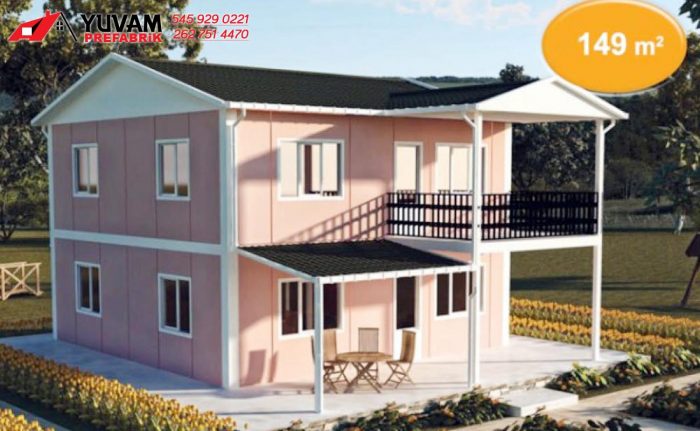 149m2 4+1 iki katlı prefabrik ev