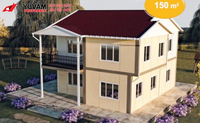 150m2 4+1 iki katlı prefabrik ev