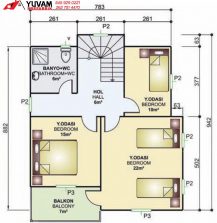 150m2 4+1 iki katlı prefabrik ev yerleşim planı üst kat