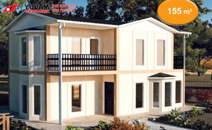 155m2 3+1 iki katlı prefabrik ev